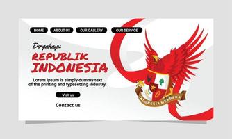 Indonesian independence website landing page vector