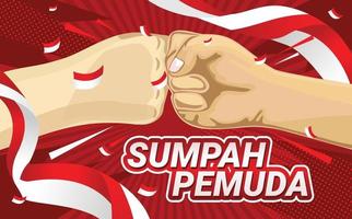 the spirit of the hand of the Indonesian youth oath vector