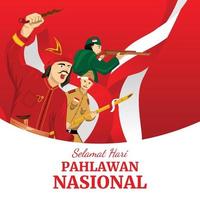 illustration of social media ad size template for Indonesian heroes day announcement vector