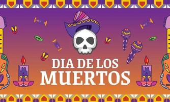 banner al aire libre para el festival de la muerte de dia de muertos vector