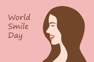 concepto del día mundial de la sonrisa, mujer sonriendo ilustración vectorial vector