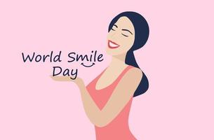 World smile day concept, woman smiling vector illustration