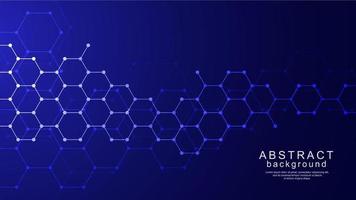 Tech hexagon background with blue gradient vector