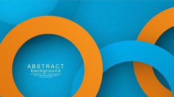 3d orange and blue circles on blue gradient background vector