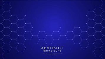 Tech hexagon background with blue gradient vector