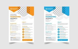 Modern Corporate business flyer template design set or a4 flyer template with blue, green, red and yellow color. marketing, business proposal, promotion flyer. vector