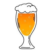 Glass goblet of craft beer symbol or icon in cartoon style for brewery or beer menu design isolated on white background, beer foam and bubbles vector