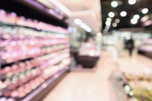 Abstract supermarket grocery store blurred defocused background with bokeh light photo