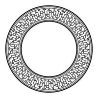 Circle frame with seamless meander, decorative antique ornament, greece, assian or egyptian isolated border on white background, line geometric art vector