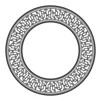 Circle frame with seamless meander, decorative antique ornament, greece, assian or egyptian isolated border on white background, line geometric art vector