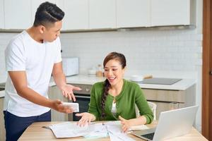 A man complains to the woman at home photo