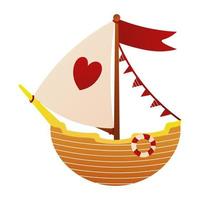 A boat in cartoon childish style isolated on white background, element for poster, card, print design vector