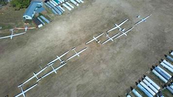 Glider's Airport in the field, High Angle Footage of Drone's Camera. Beautiful Aerial Landscape view of Dunstable Downs England Great Britain photo