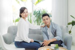 Female psychologist with client in office photo