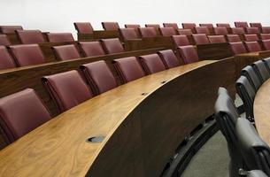 Leather seats in an empty auditorium photo