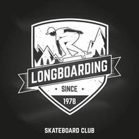 Longboarding sign on the chalkboard. Vector illustration.