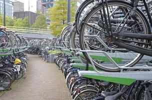 Bicycle parking space in Rotterdam, Netherlands photo