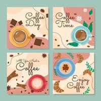 Top View of Coffee Cups Social Media Post Template vector