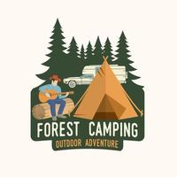 bosque camping aventura extrema. ilustración vectorial vector
