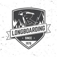 Longboarding badge. Vector illustration. Extreme sport.