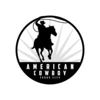 America Cowboy SIlhouette Logo Design vector