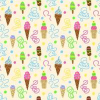 Ice creame seamless pattern with chocolate, eskimo, syrup vector
