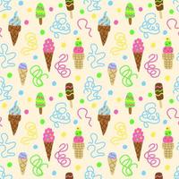 Ice creame seamless pattern with chocolate, eskimo, syrup vector