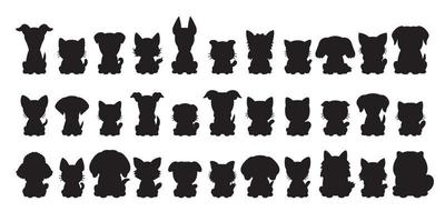 Diferentes tipos de perros y gatos de silueta vectorial. vector
