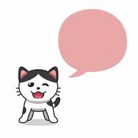 Cartoon character happy cat with speech bubble vector