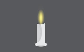 Vector realistic candle set with fire on dark background.