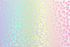 Rainbow leopard background. Holographic foil cheetah texture. Animal pattern gradient print. Vector abstract pastel illustration.