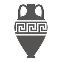 Greek amphora and pot with meander pattern. Ancient vase silhouette glyph illustration. Clay ceramic earthenware. Vector. vector