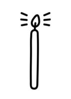 Doodle outline candle isolated. Hand drawn burning candle clip art. Vector flat illustration