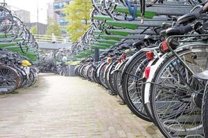 Bicycle parking space in Rotterdam, Netherlands photo