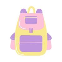 School backpack for girls, vector flat illustration on white background