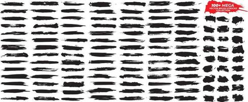 Set of Grunge brush strokes vector