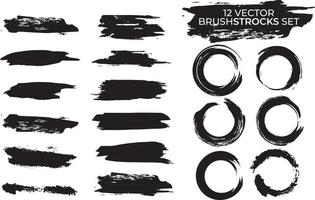 Set of Grunge brush strokes vector