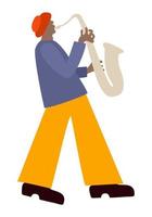 Vector bright isolated illustration of saxophonist.