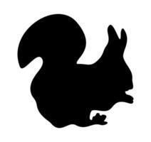 Vector isolated black silhouette of squirrel.