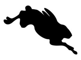 Vector isolated black silhouette of running wild hare.