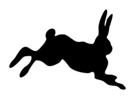 Vector isolated black silhouette of running wild hare.