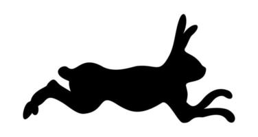 Vector isolated black silhouette of running hare.