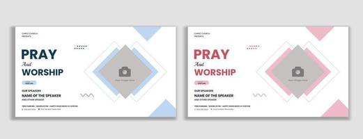 Pray and worship conference thumbnail and web banner vector