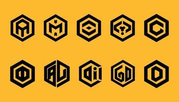 logotipos vectoriales hexagonales y elementos de diseño - iconos abstractos para diferentes negocios vector