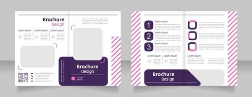 Beauty salon bifold brochure template design. Half fold booklet mockup set with copy space for text. Editable 2 paper page leaflets vector