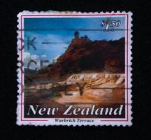 Sidoarjo, Jawa timur, Indonesia, 2022 -  philately with the theme of cliff images in the country of new zealand photo