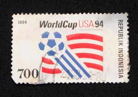 Sidoarjo, Jawa timur, Indonesia, 2022 - Stamp collection philately with the theme of the World Cup USA 94 illustration image photo
