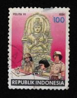 Sidoarjo, Jawa timur, Indonesia, 2022 - Stamp collection philately with the theme of the female police illustration photo