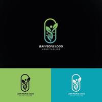 Leaf people logo icon design vector