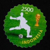 sidoarjo, jawa timur, indonesia, 2022 - colección de sellos de filatelia con el tema de la copa mundial de ilustración de rinocerontes foto